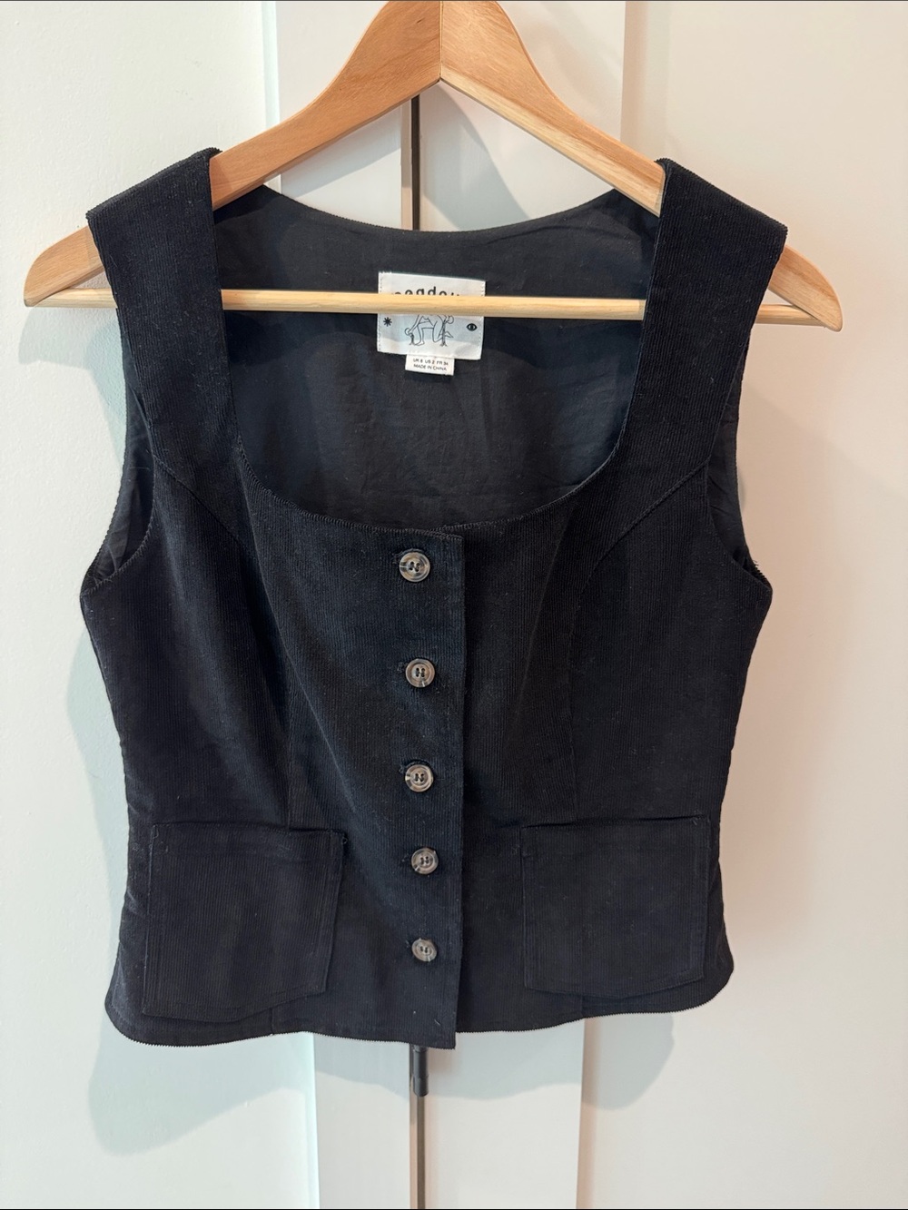 Meadows Godda top Black corduroy  Button Vest